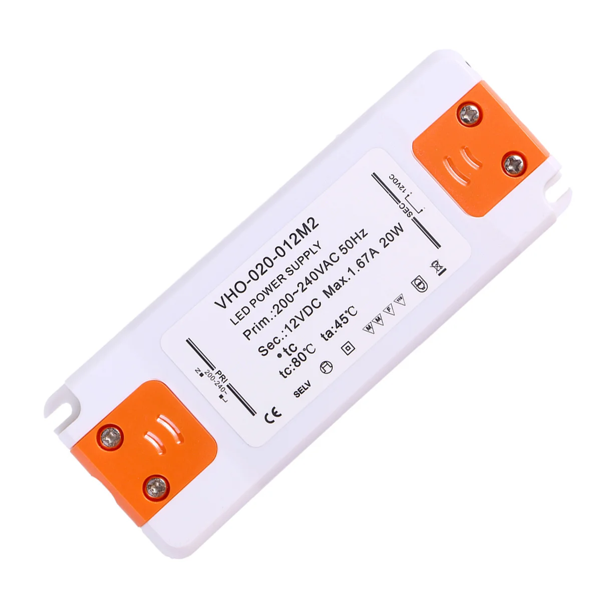 محرك LED 12 فولت 20 وات 1.67 أمبير فائق النحافة لمصباح LED مادة ممتازة آمنة ومتينة وموفرة للطاقة وحرارة منخفضة وعمر خدمة طويل