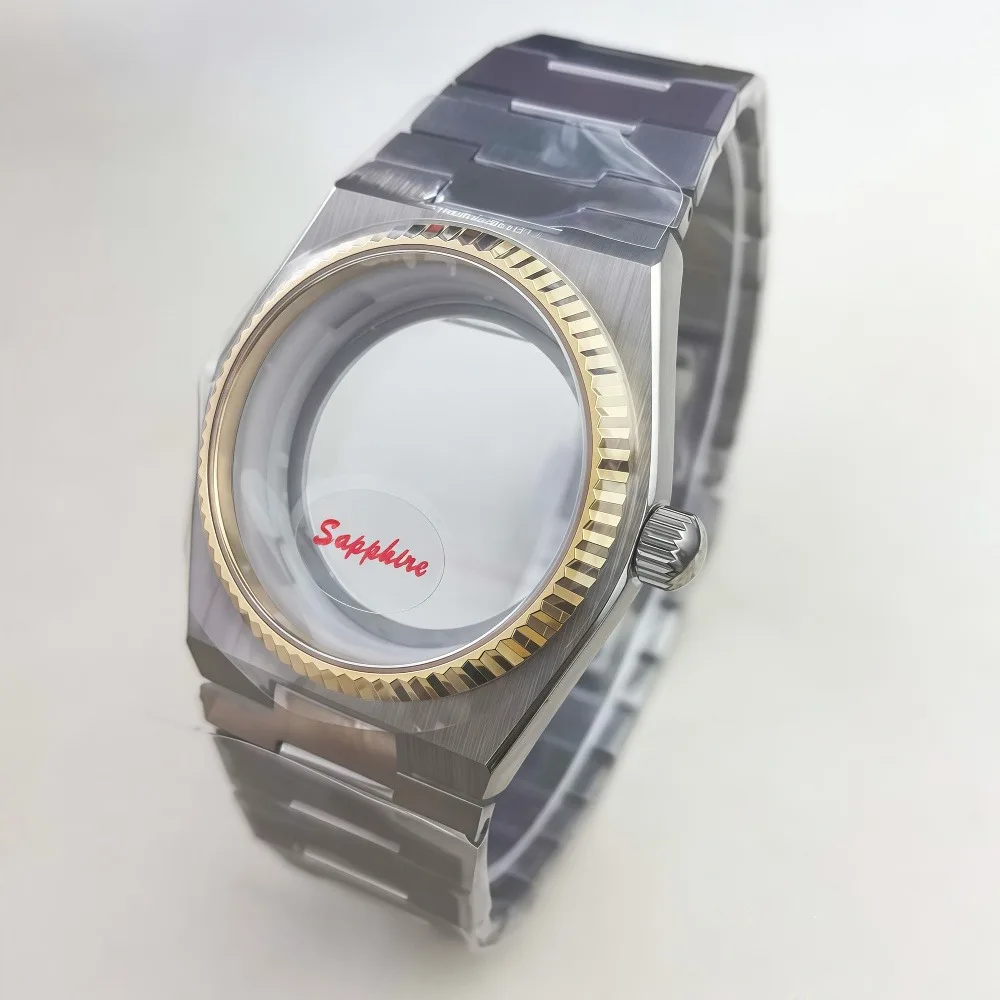 PRX سوبر لاعب ساعة حافظة 40 مللي متر NH35 حافظة الفولاذ المقاوم للصدأ رجل ساعة مع حركة NH35 NH36 مع أجزاء ساعة زجاجية الياقوت