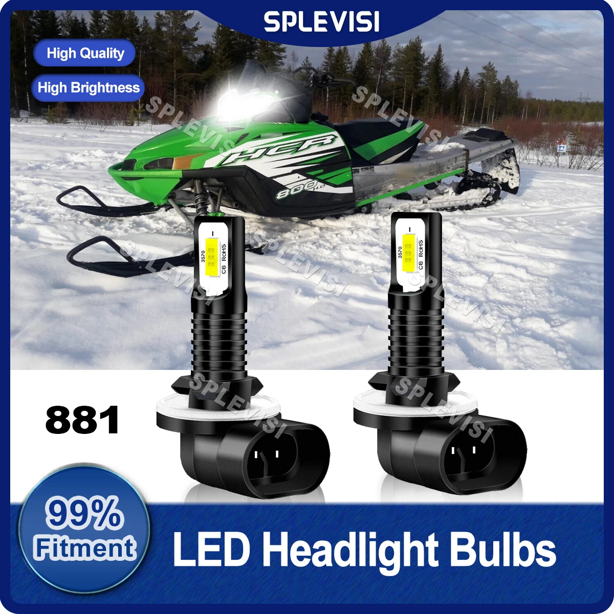 2x LED Snowmobile Headlight 8000LM 70W/Pair For Arctic Cat M8 HCR 153in 2009 2010 2011 For Arctic Cat M8 Sno Pro 153in 2010 2011