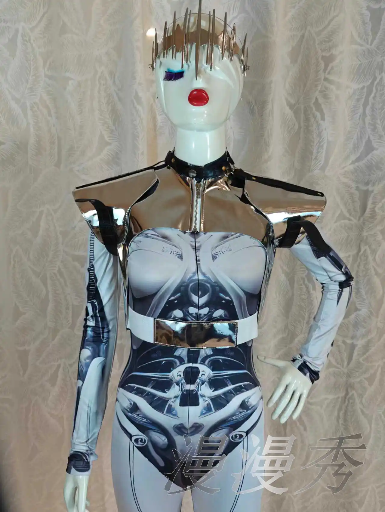 Silvery Gogo Dance Clothing Drag Queen Outfit Festival Party Costume Bar Nightclub Wear Interstellar Female Warrior Suit