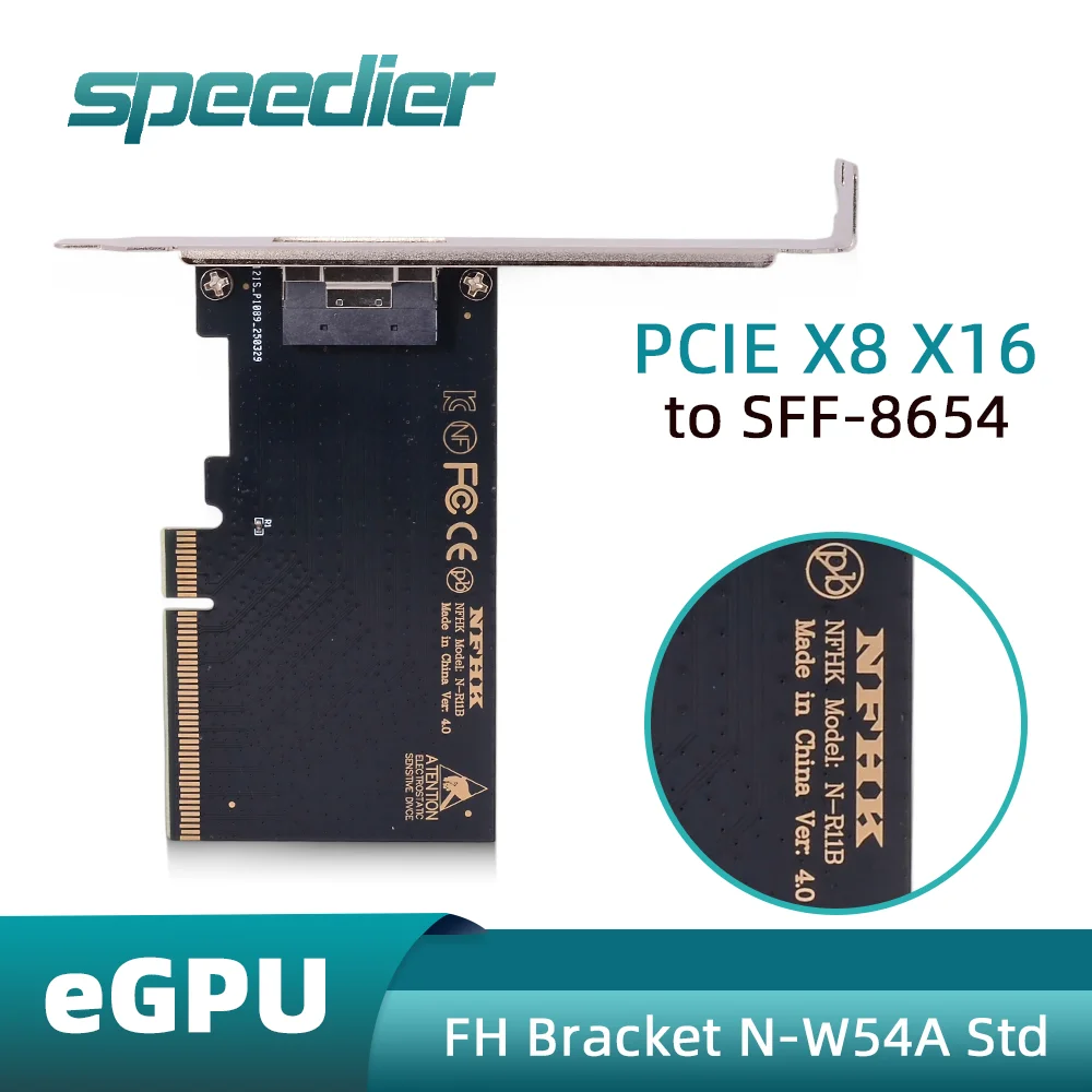 PCIE X8 X16 To SFF-8654 8i X8 Adapter Card Riser for External Graphics Card eGPU Graphics Dock GPU