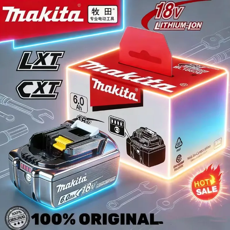

Original Rechargeable 18V 6.0Ah Battery BL1860 BL1860B BL1850 BL1840 For Makita 18V LXT Series Power Tools Lithium Battery