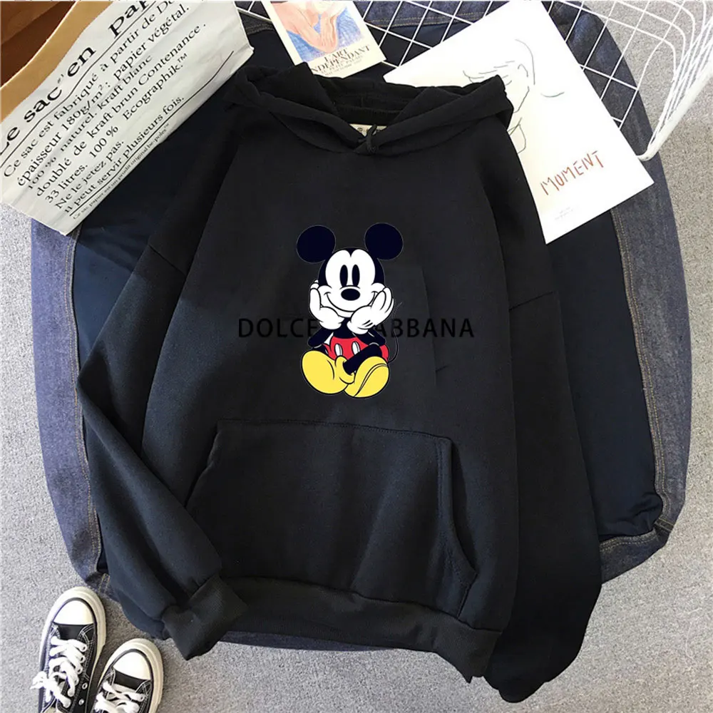 

Outdoor sports women's cute Mickey Mouse customizable printed hoodie pullover autumn Disney wool long sleeved hoodie