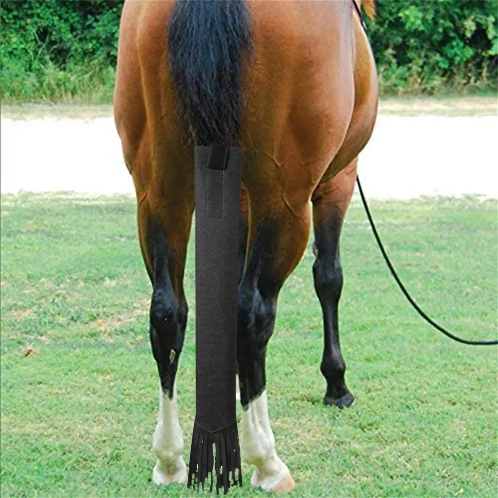 Adjustable Equine Tail Bag with Fringe Shield for Horse Cleaning Kit Prevent Knots and Tangles