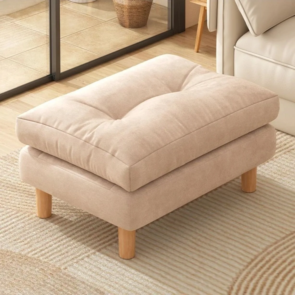 Shoe changing Small stool at the door Household living room Sofa stool Foot ottoman Foot Folding