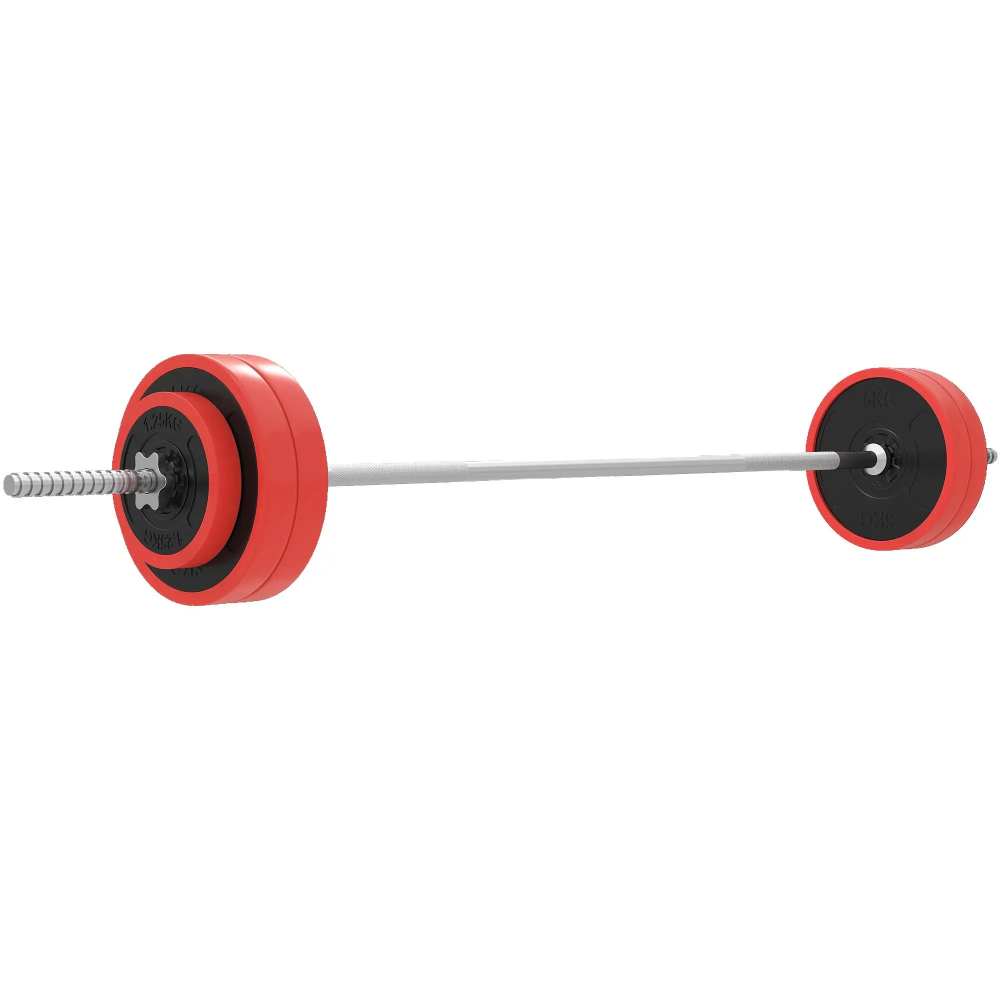 Barre de musculation 30 kg avec 6 disques et 1 barre, 170x26x26 cm, rouge pour l'ergonomie à domicile