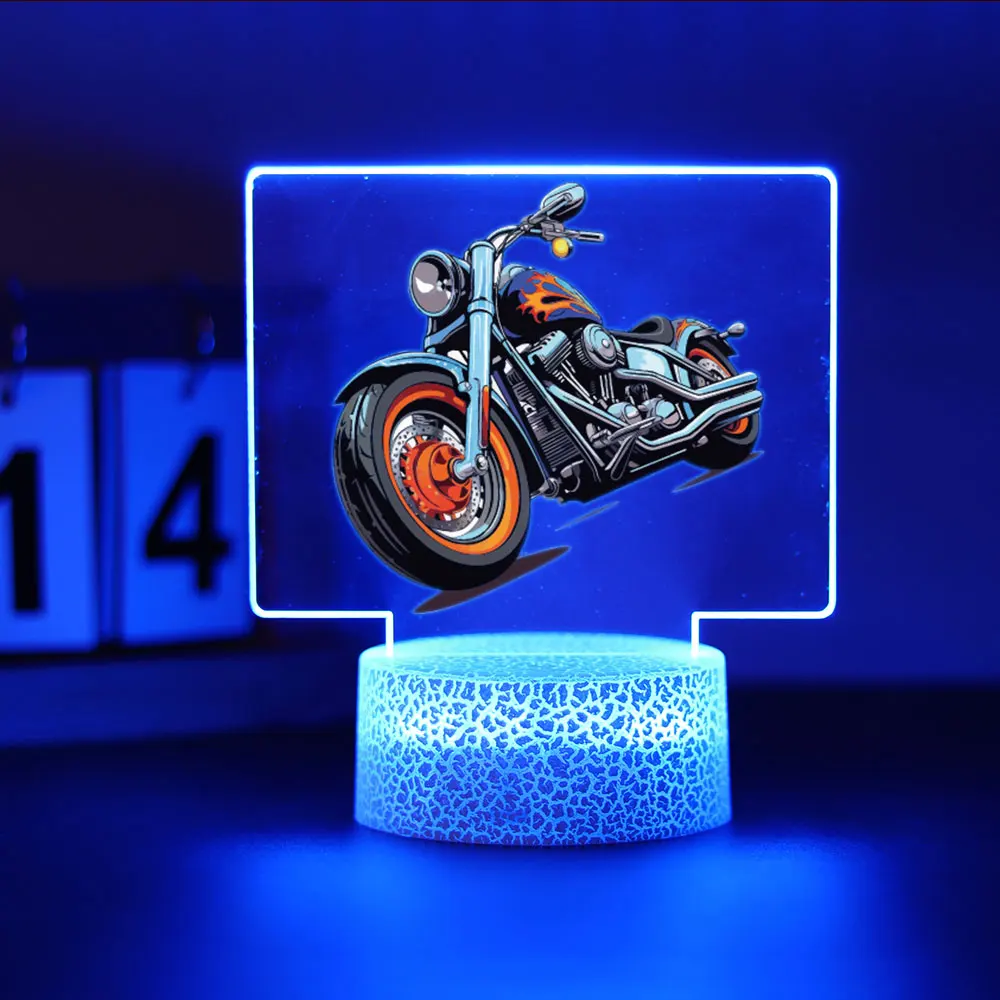 Motocicleta Print Night Light para quarto, Fashion Motor Lamp, Desk Decor, Presente de aniversário