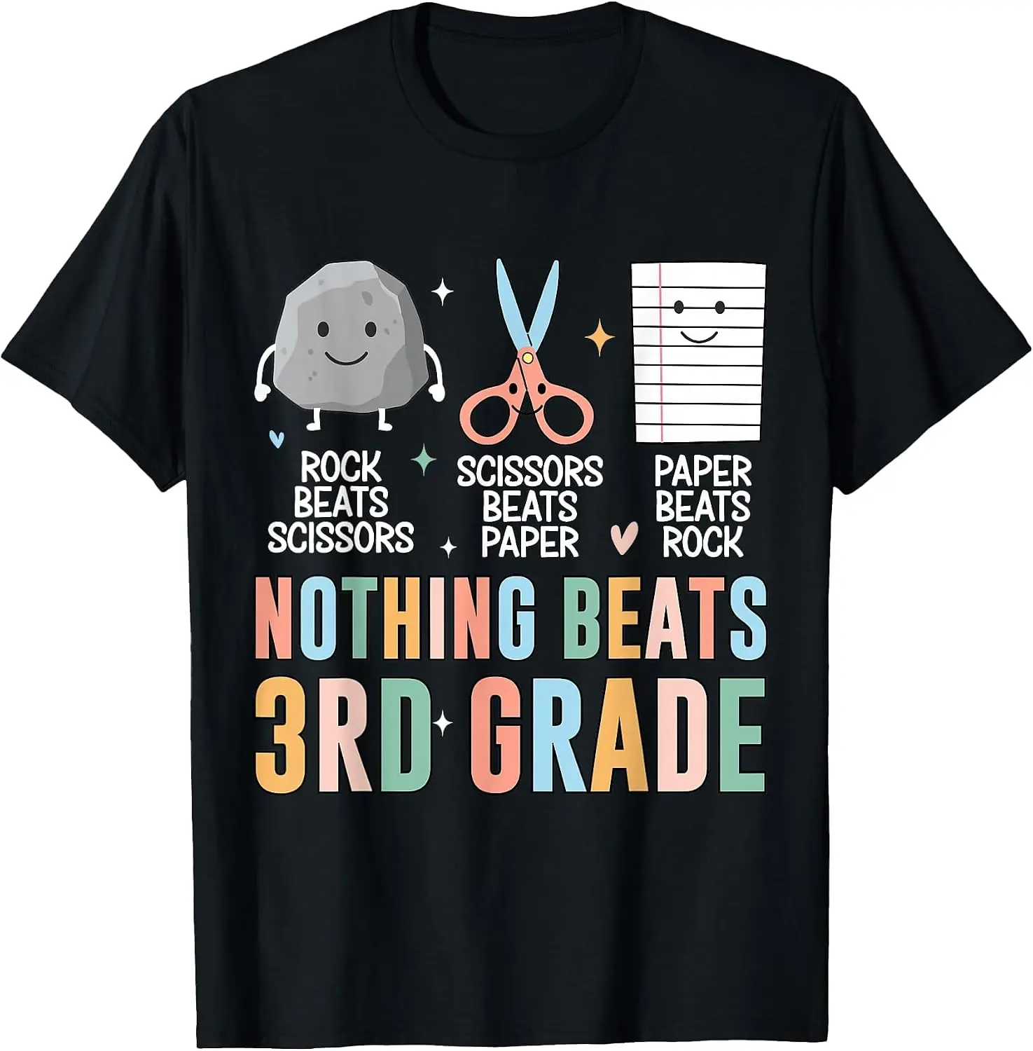 Nothing Beats 3Rd Grade Funny Back To School Kids Teachers T-Shirt Breathable, Quick-Drying, Fun Pure Cotton Short-Sleeve Shirt