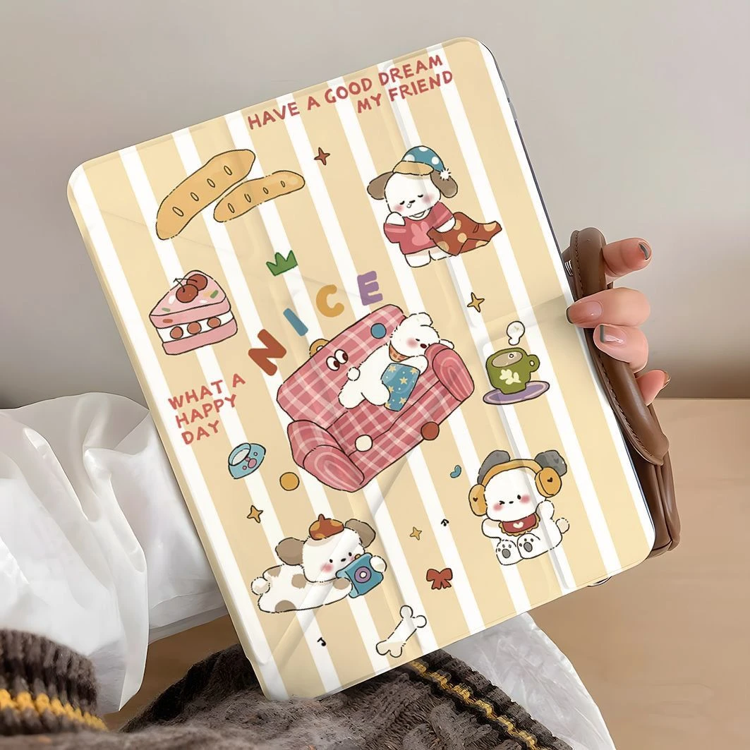 Cute Puppy sofa Tablet Case For iPad Pro 11 12.9 13 A16 M2 M4 M3 M5 Shell 8.3 9.7 10.2 5/6/7/8/9/10/11th Mini Air 3 4 5 6 Cover