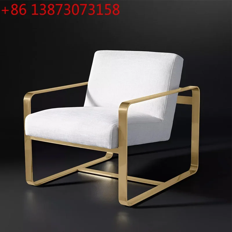 

American Style RH Designer Single Sofa Chair Creative Metal Modern Sofa Chair Nordic Minimalist Living Room Armchair