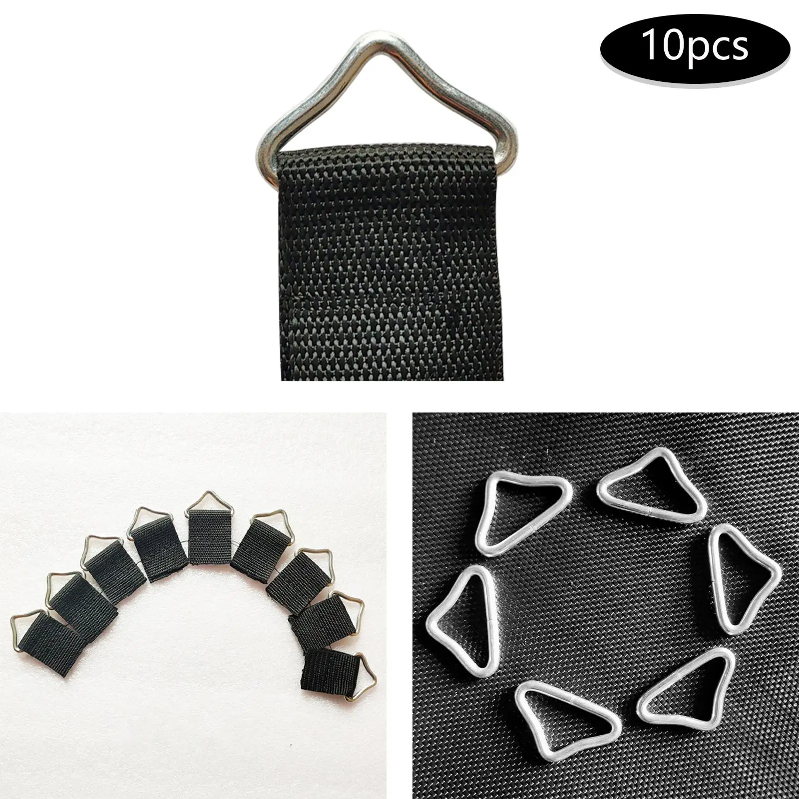 10Pcs Triangle Buckle Accessories Spring Buckles Repair Kit with Strap Triangle