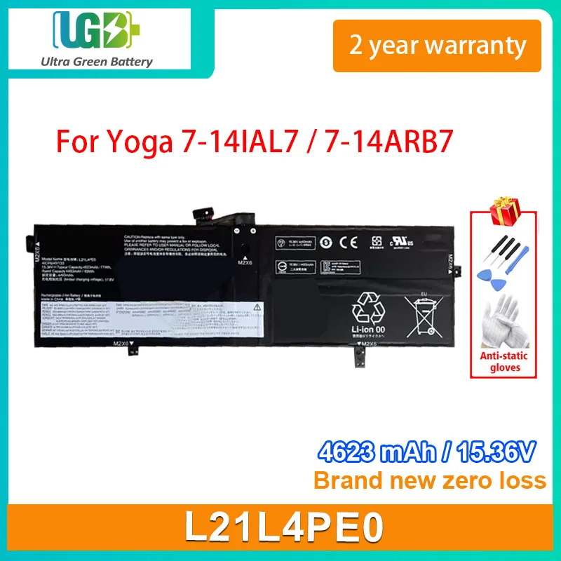 بطارية كمبيوتر محمول UGB جديدة L21L4PE0 لأجهزة Lenovo Yoga 7-14IAL7 7-14ARB7 Series 71Wh 4623mAh 15.36V