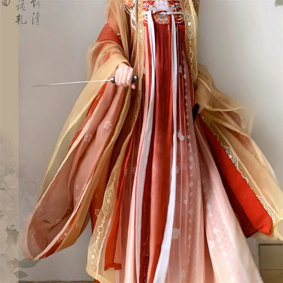 Chinese Hanfu Dress Carnival Fairy Cosplay Dress Embroidered Ancient Costume Pink Loose-sleeved Fairy Elegant Woman Dance Dress