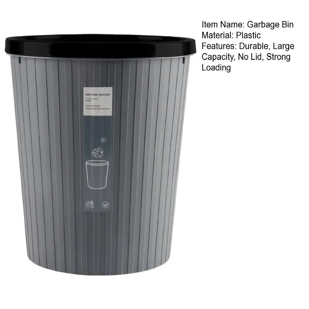 Garbage Bin with Pressure Ring No Lid Space-Saving Plastic Kitchen Bathroom Living Room Striped Trash Can мусорное ведро Lixeira