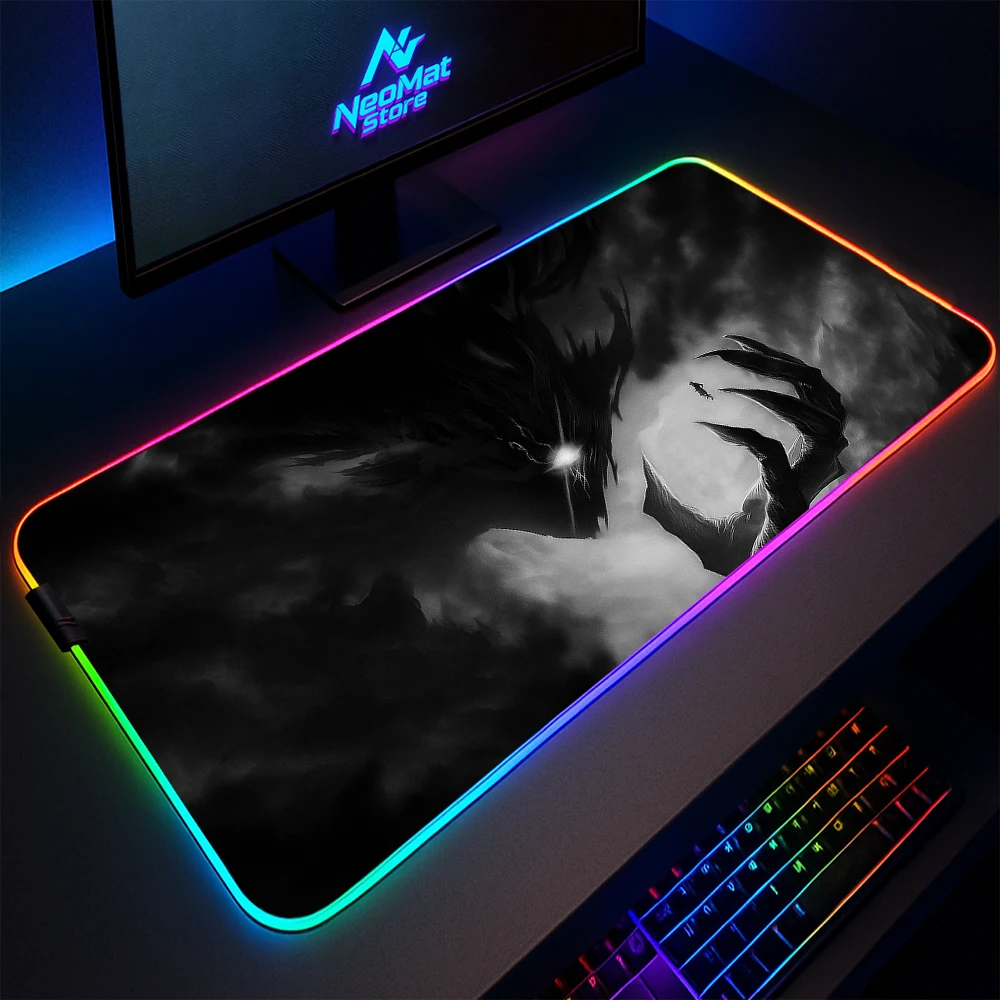 

Led Gaming Mats Glitter Carpet Table Pads Backlight Cool Things Black Horror Gamer Desk Extension Speed Large Extended Mouse Pad
