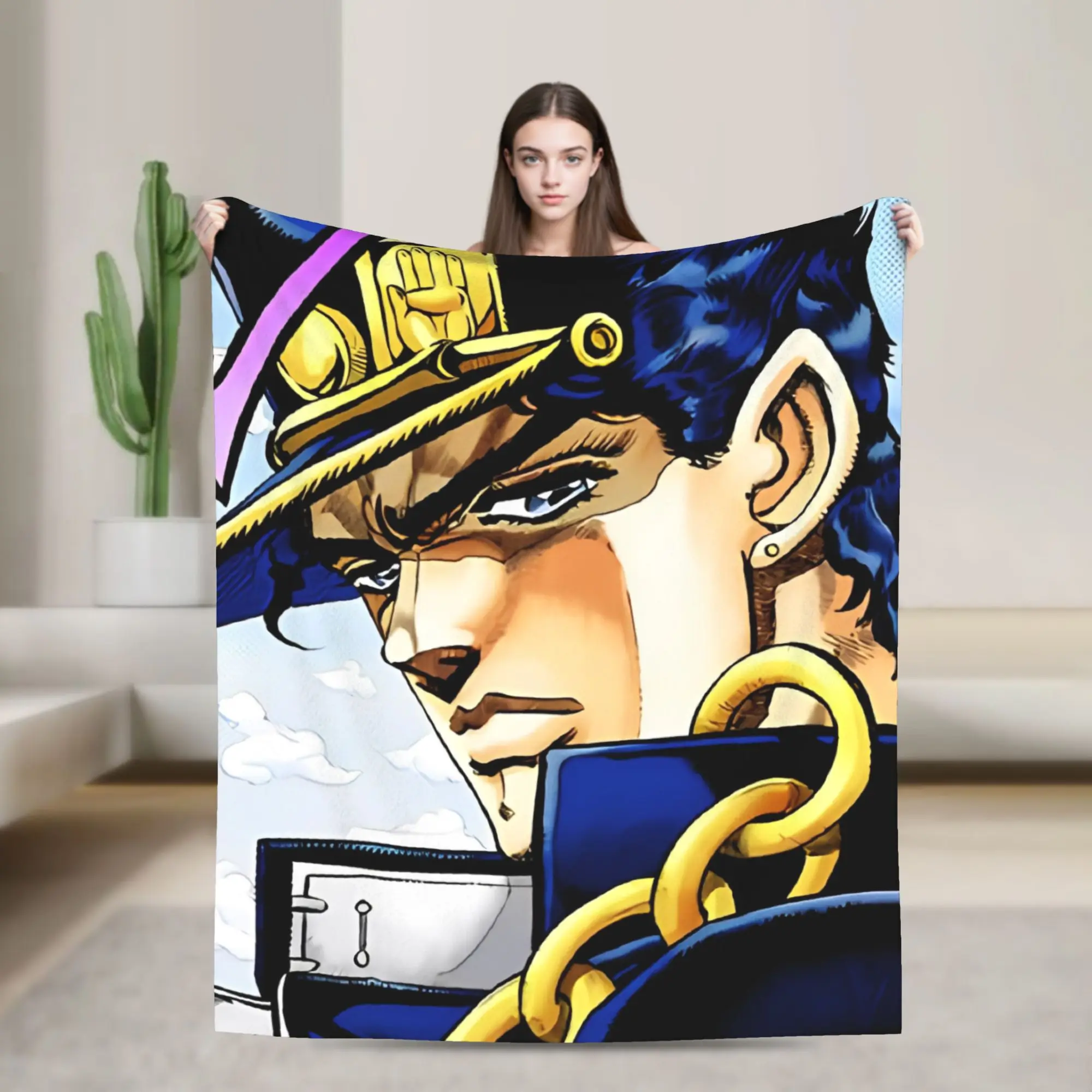 Jojos Bizarre Adventure JJBA Anime  Blanket Cover Fleece  Soft Throw Blankets for Airplane Travel Bed Rug