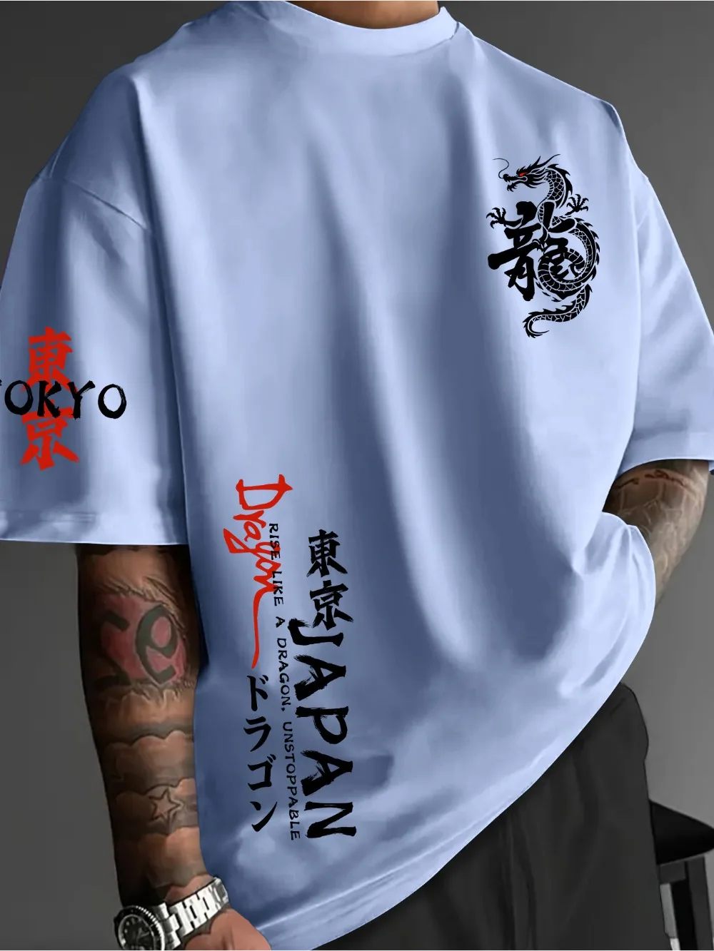 Japanischer Stil, Tokio-Drachenmuster, 3D-Druck, Sport, schnell trocknend, atmungsaktiv, Herren-T-Shirt, Outdoor, Retro, Street, Y2K, Eltern-Kind-Kleidung – Detail 4