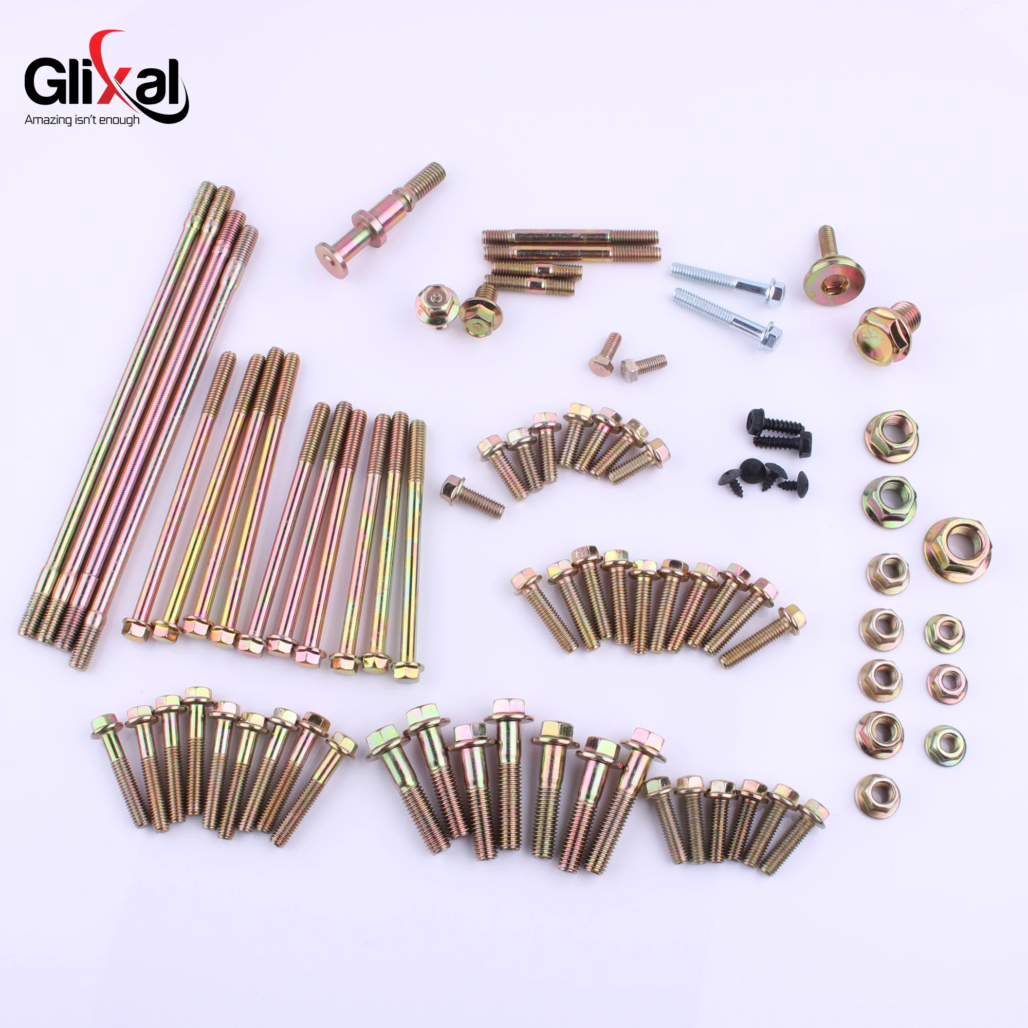 Glixal GY6 49cc-100cc Complete Engine Bolt And Nut Set for 139QMB 147QMD Scooter Moped ATV Go-Kart - Motorcycle Hardware Kit