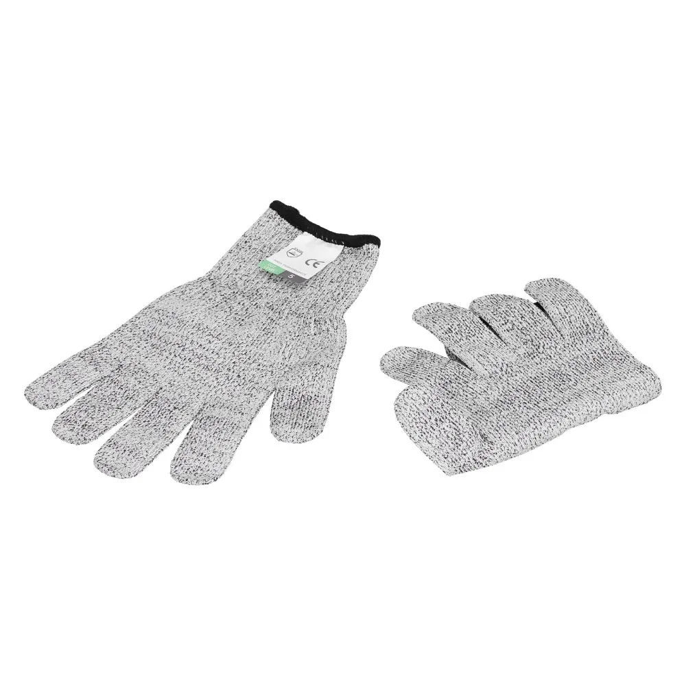 2 pairs HPPE Cut Resistant Gloves Wear Resistant Gray Black Border Safety Kitchen Gloves Level 5 Protection Cutting Gloves