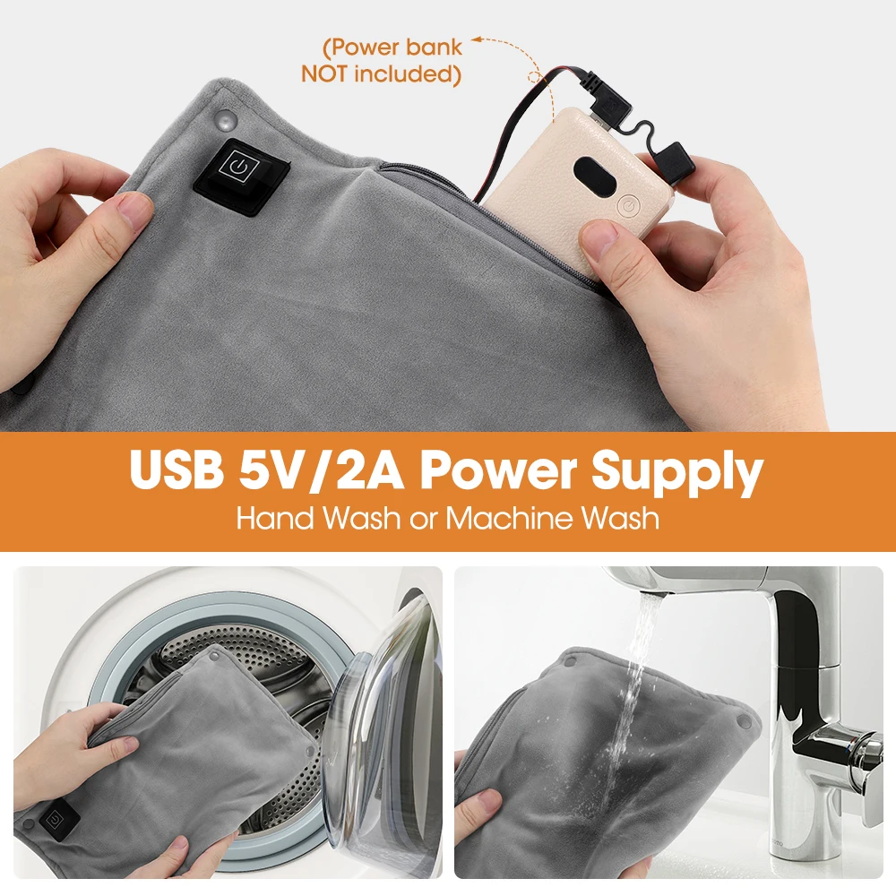 Electric Hand Warmer 3 Heating Levels Soft Winter Heated Warm Bag Warm Hand Pocket Electric Heated Gloves Explosion-Proof 4 Area