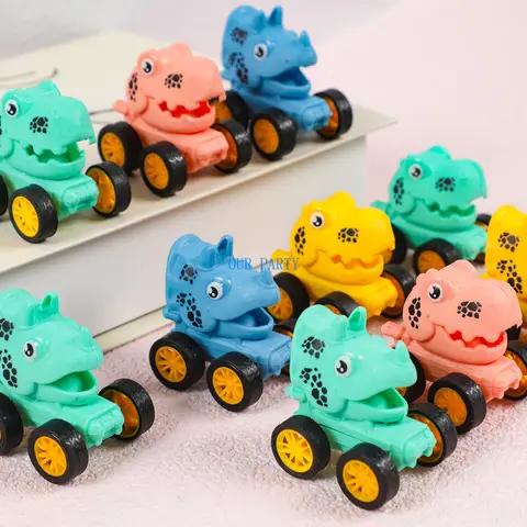 10Pcs 귀여운 미니 공룡 당겨 자동차 장난감 어린이를위한 생일 파티 호의 Pinata 필러 할로윈 선물 치료 가방 학교 상