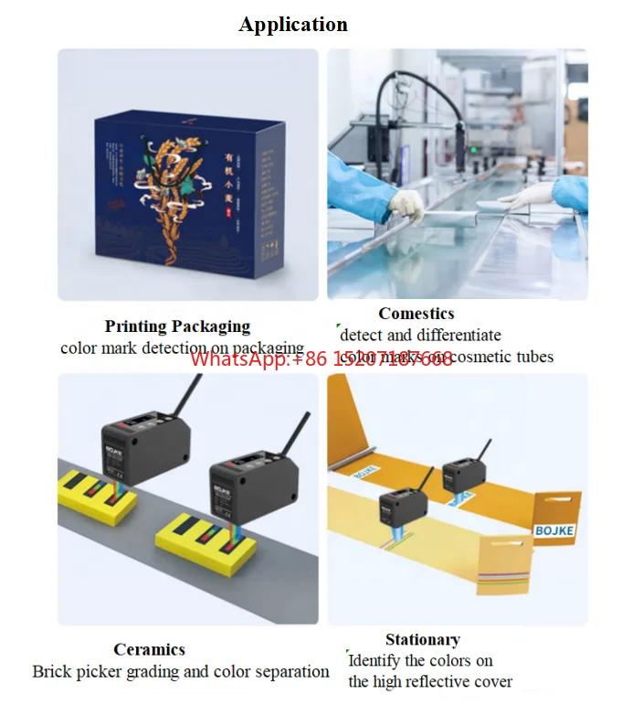 Industrial automation packing machine Eye RGB print color mark sensor fast response optoelectronic color correction mark switch