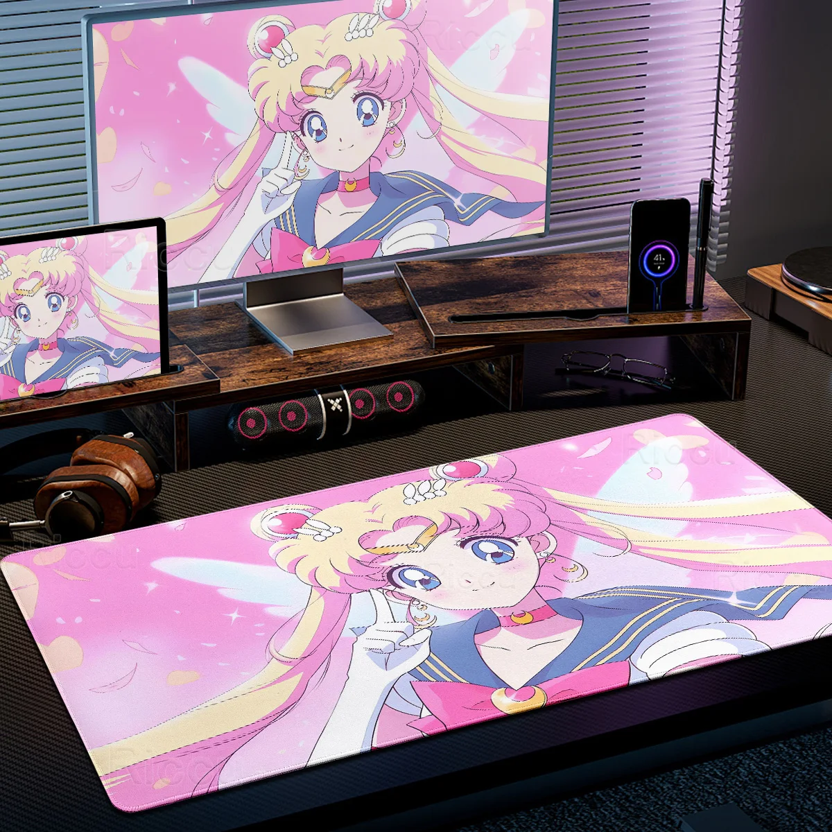 Kawaii بحار القمر XXL لطيف ماوس الوسادة الوردي DeskMat ألعاب الكمبيوتر عدم الانزلاق HD الألعاب لوحة المفاتيح مكتب الملحقات انمي ياباني السجاد