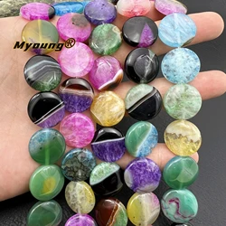 2Strands Multicolor Agates Round Slice Coin Beads For DIY Jewelry Making
