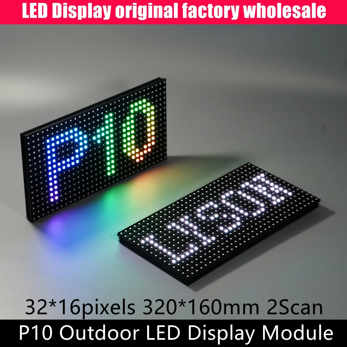 Zewnętrzny panel reklamowy LED o wysokiej jasności P10 Panel RGB wideo 320x160mm widoczny w świetle słonecznym