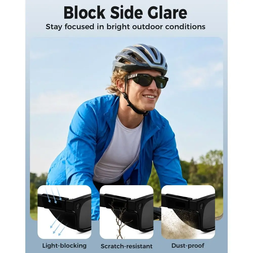 Silicone Glasses Side Shields Secure Anti-Slip Light Blockers for Ray-Ban Meta Wayfarer/Headliner/Skyler (Gen 1/2)/ Meta HSTN