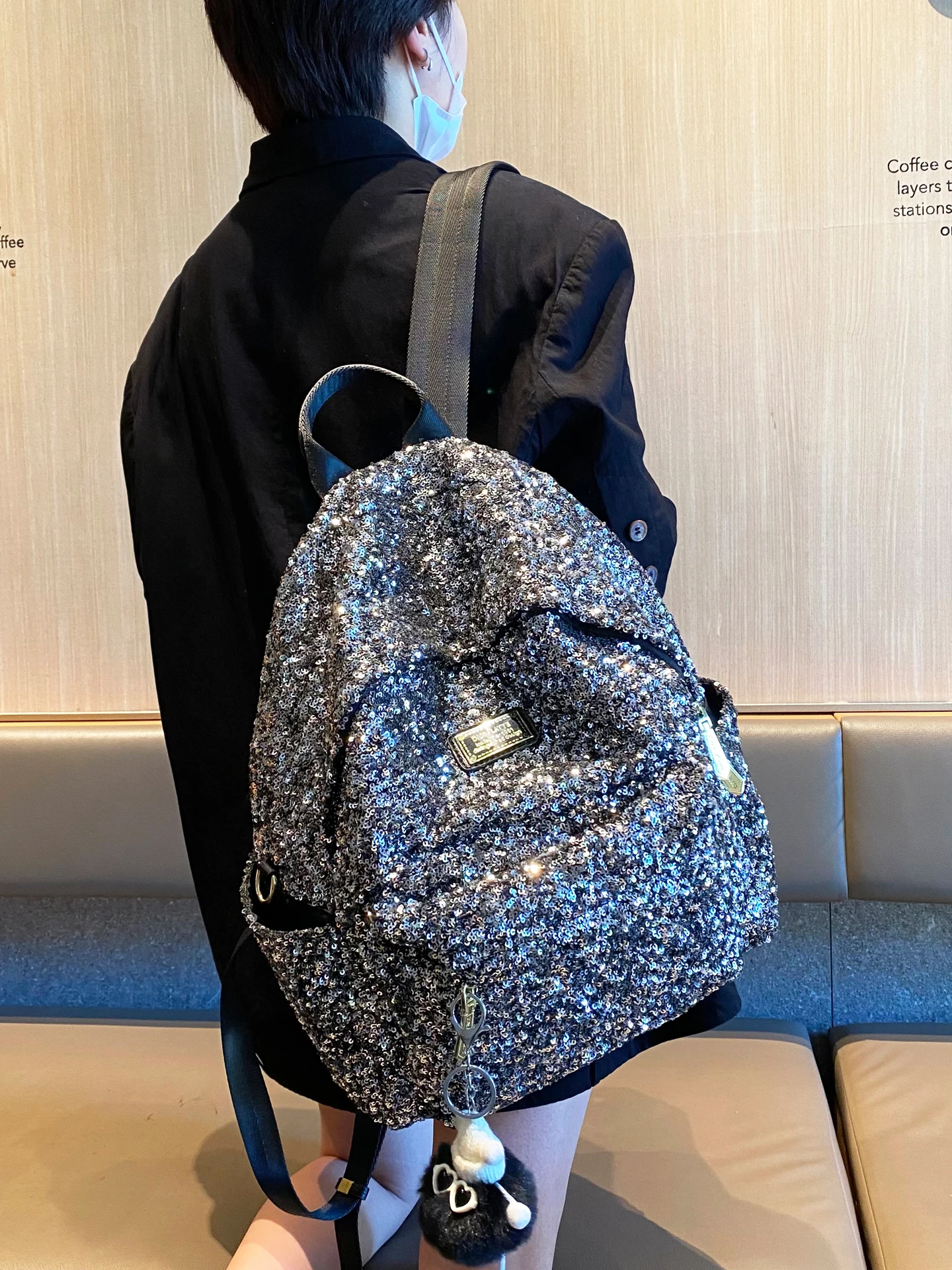 Silver Sequined Backpack Girls Large Capacity Mochila 2025 Fashion Trend College Style Shoulder School Bag Travel Bagpack