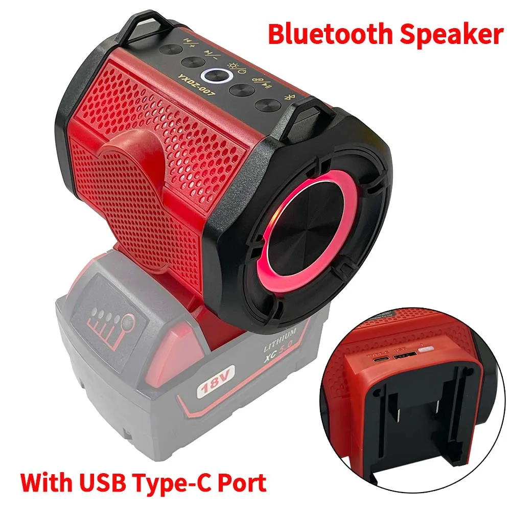 

Wireless Portable Bluetooth Speaker, Outdoor Compatible Charging Adapter, Converter For Milwaukee M18 Battery (No Battery)