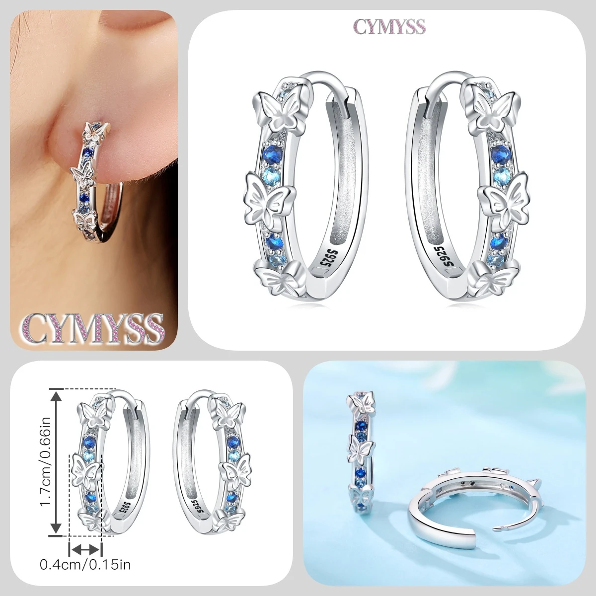 925 Sterling Silver Inlaid Zircon Butterfly Earrings Insect Element Original Design Women's Fashion Party Jewelry Gift Ear Loops S9dd5af620a0a4ddaa0bbc54ca6d27820U
