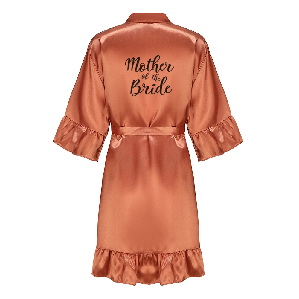 Caramel Bathrobe Bride Faux Silk Kimono Women Bridal Party Sister Team Mother Shower Gift Bridesmaid Wedding Short Robes