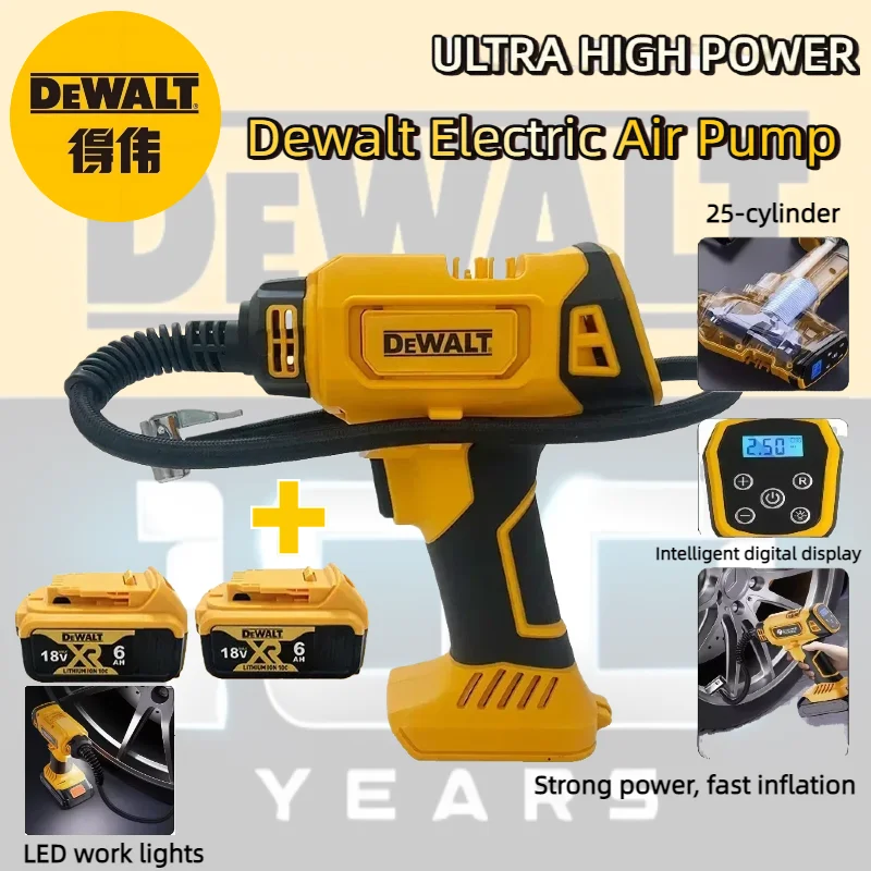 

DeWalt Rechargeable pump Air Compressor Automatic Tire Inflator Cordless Pump with Digital Pressure Gauge For Car Bike