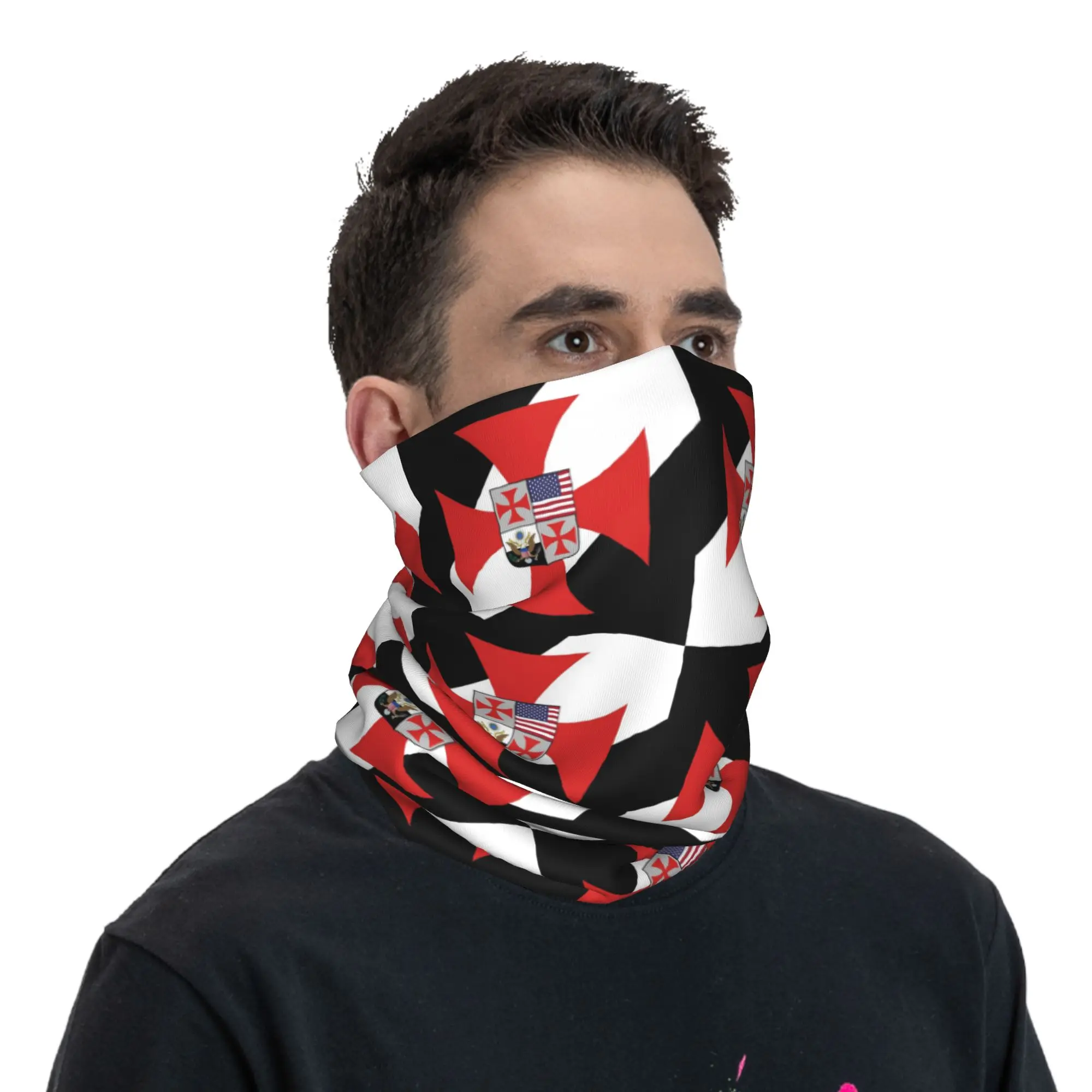 

Бандана с флагом тамплиеров США, гетры с принтом, шарф для лица, многофункциональная маска для лица, унисекс для взрослых