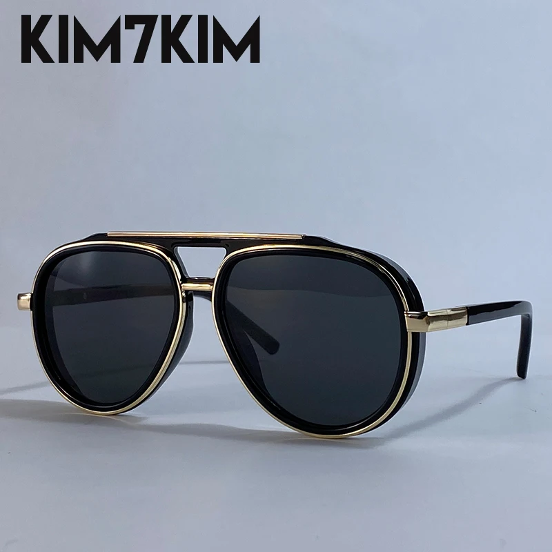 Polarisierte Steampunk Übergroße Ovale Sonnenbrille für Herren 2026 Luxusmarke Trendige Doppelbalken-Sonnenbrille für Männer UV400 Schutz – Detail 1