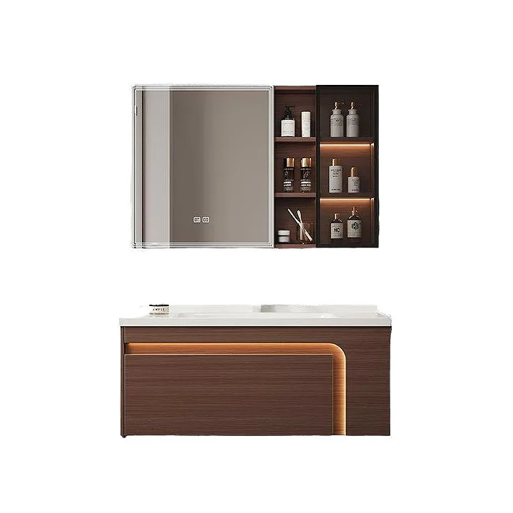 Honeycomb aluminum bathroom cabinet walnut pattern retro wind washbasin waterproof and moisture-proof washbasin