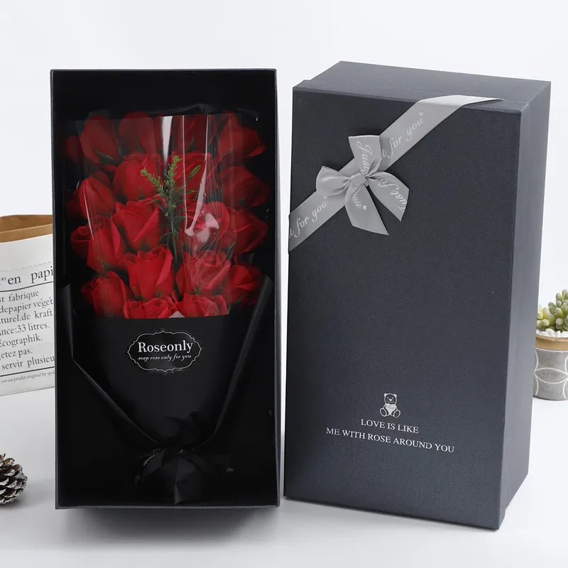 Valentine\'s Day Creative Gift Rose Soap Bouquet Gift Box for Boyfriend and Girlfriend Wife and Best Friend Surprise Ceremony