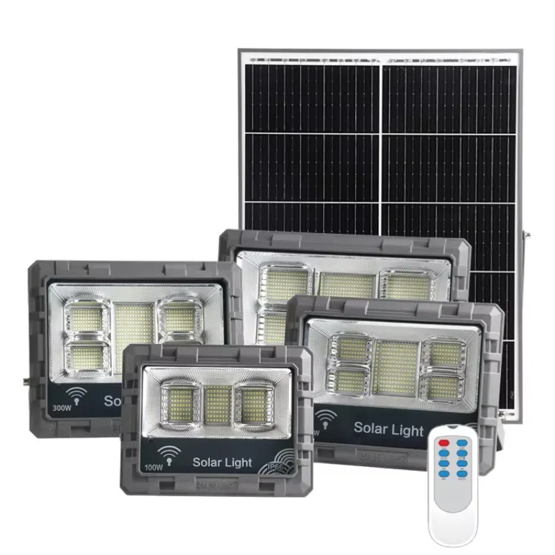 High-Lumen IP66 Solar LED Flood Light Outdoor 100W to 500W 5-Year Warranty Aluminum & Glass Body ROHS Certified