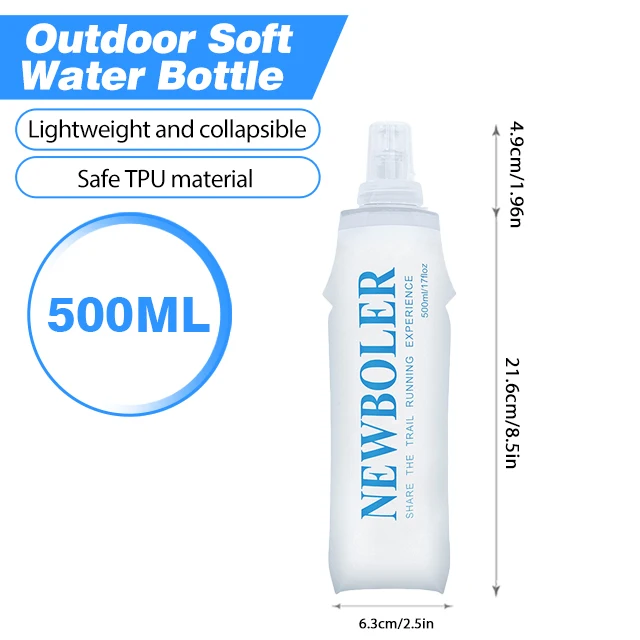 250/500/750ML Soft Flask Faltbare, zusammenklappbare Wasserflasche für Laufrucksack, TPU, BPA-frei, Outdoor-Sport, tragbare Wasserflasche