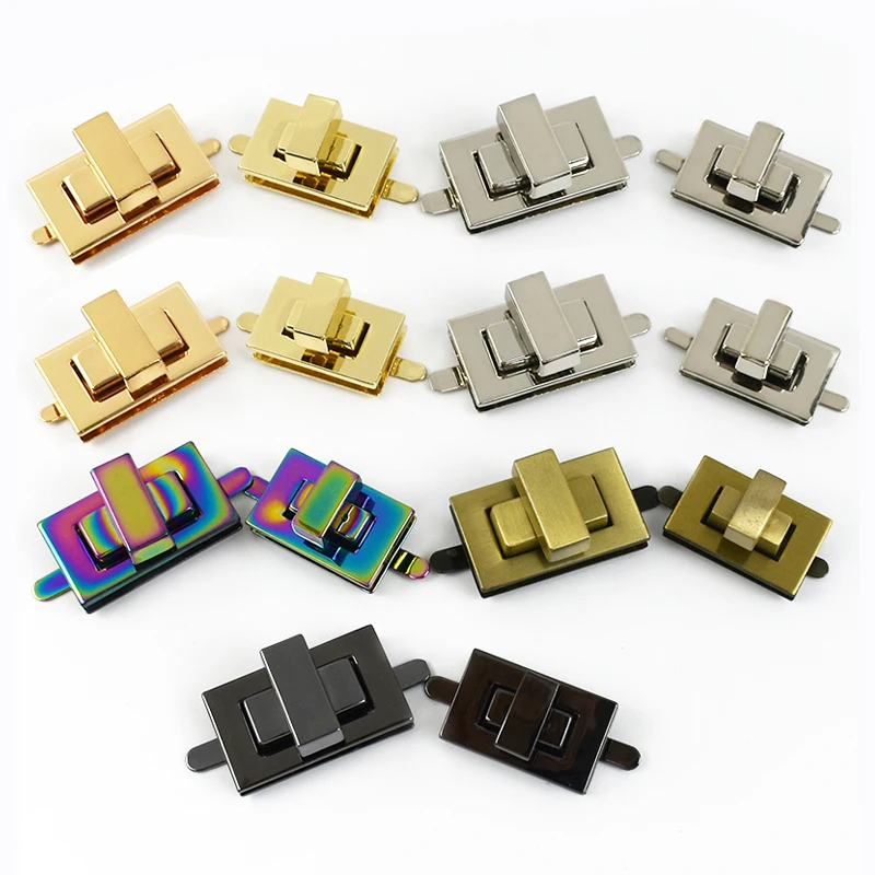 1-5Pc Metal Square Lock Buckle Handbag Turn Twist Locks Clasp Purse Closure Toggle Latch Buckles DIY Bag Replacement Accessories