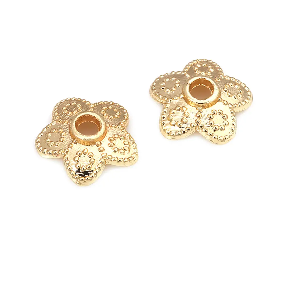 18K Goldfarbene Messing-Blumenperlenkappen Hochwertige DIY-Schmuckherstellungszubehör Halsketten- und Ohrring-Accessoires für Frauen – Detail 39