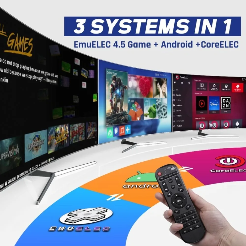 Imagem -03 - Consolas de Videogame Super Console x2 Pro Máquina de Jogos Retrô Caixa Inteligente de tv Android 60 Emulador Emuelec Clássico 4k