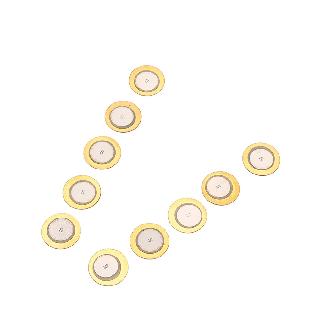 10pcs 15mm Piezo Disc Pickups for Guitar Drum Trigger Acoustic Instruments Brass Diaphragm 4.6kHz