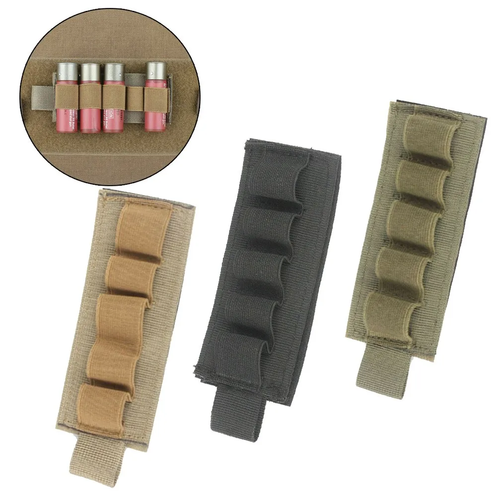 Tactical Outdoor 5 Round Shotgun Shell Holder Ammunition Pistol Bullet Reload Holder with Adhesive Backing Sticker