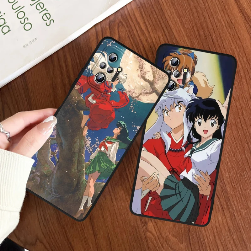 Capa de telefone Inuyasha Fashion Anime, TPU preta, Xiaomi Redmi Note 13 12R 12 12S Turbo 11T 11S 10 10S Pro Plus 5G