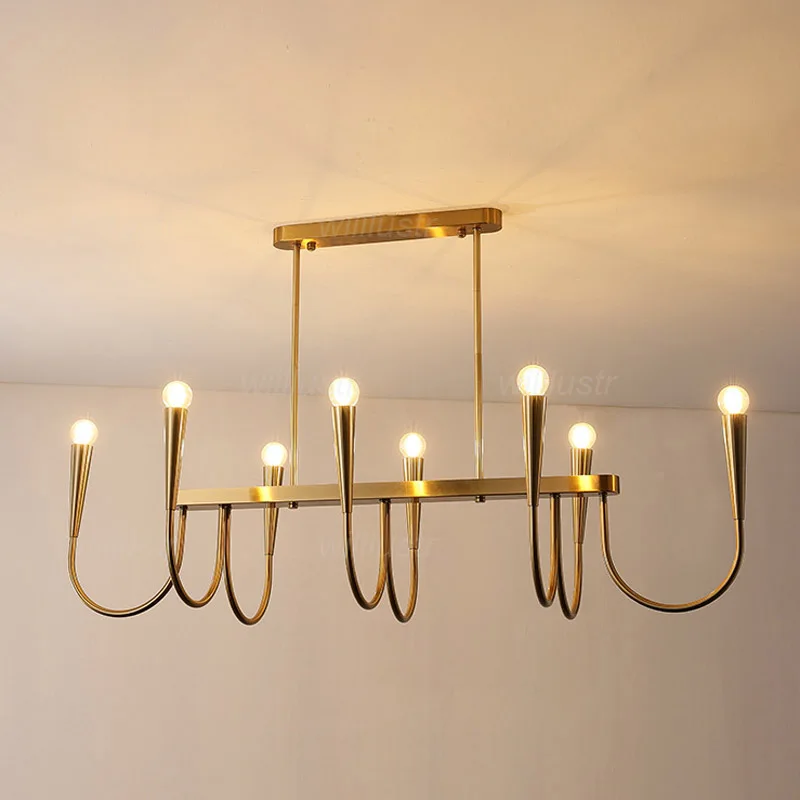Luxury Iron Candlestick Pendant Lamp Black Copper Metal Suspension Light for Hotel Cafe Dining Bedroom Ceiling Chandelier