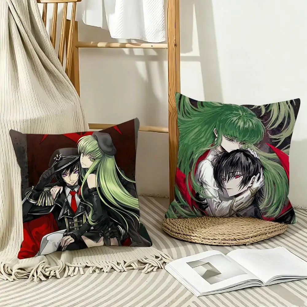 Code Geass Character C.C And Lelouch   Pillow Case Pattern Printed Pillowcase For Living Room Sofa Cushion Cover