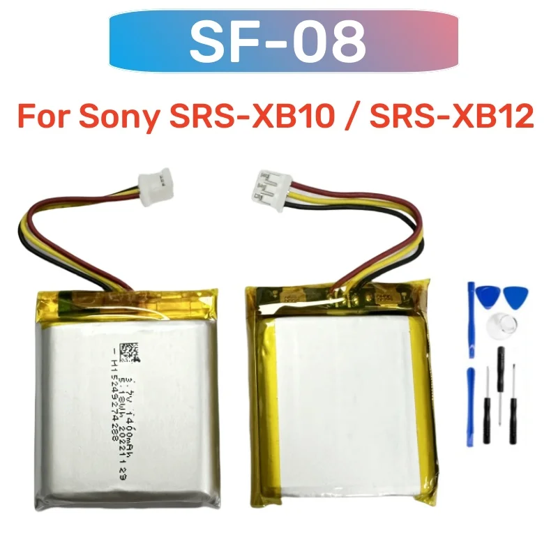 Batería de repuesto SF‑08 1‑853‑641‑13 para altavoz Bluetooth Sony SRS‑XB10 SRS‑XB12 1400mAh de polímero de litio con herramientas de reparación 2